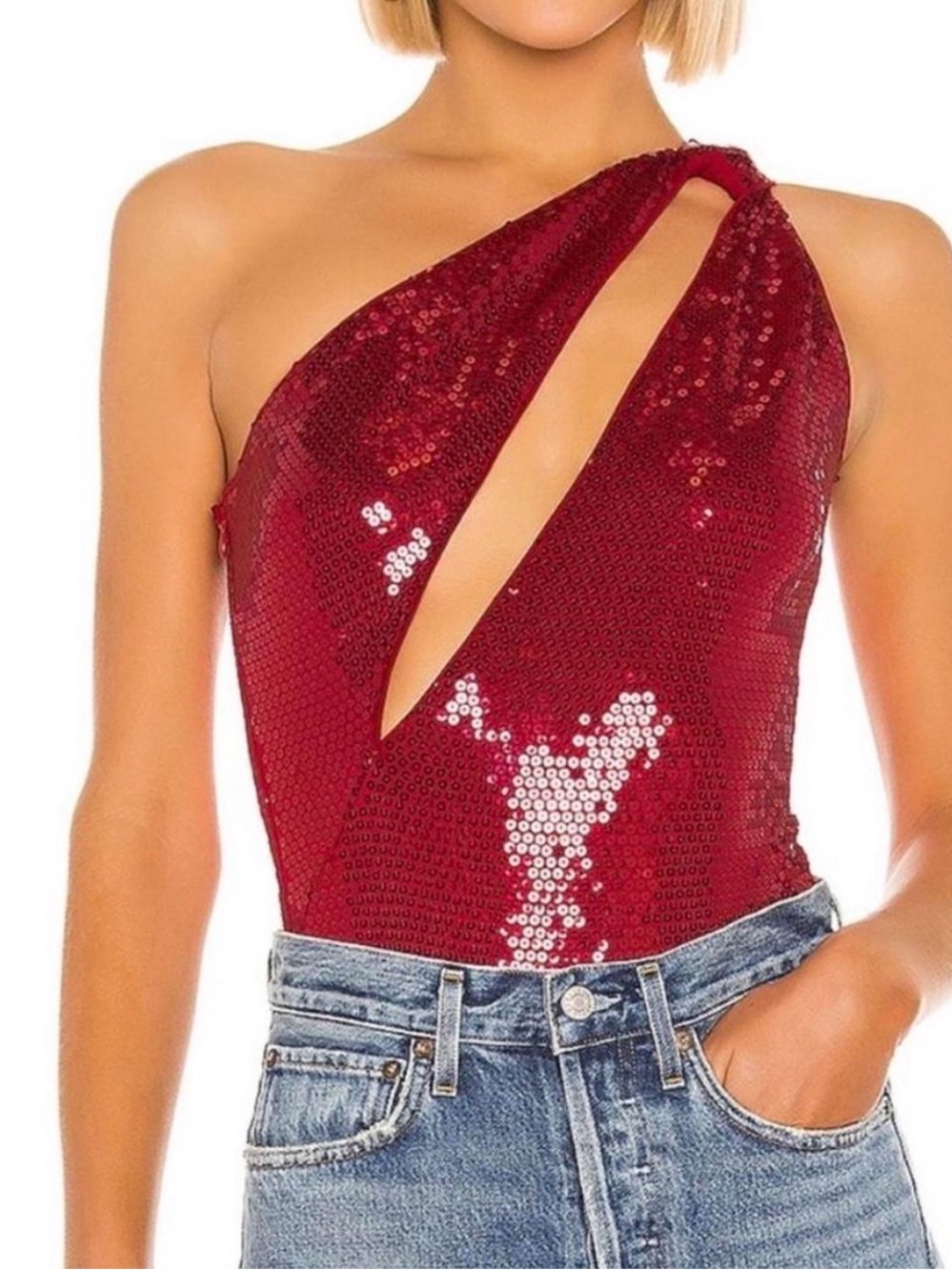 BNWT LOVERS + FRIENDS MOULIN BODYSUIT RED SEQUIN Size XXS
